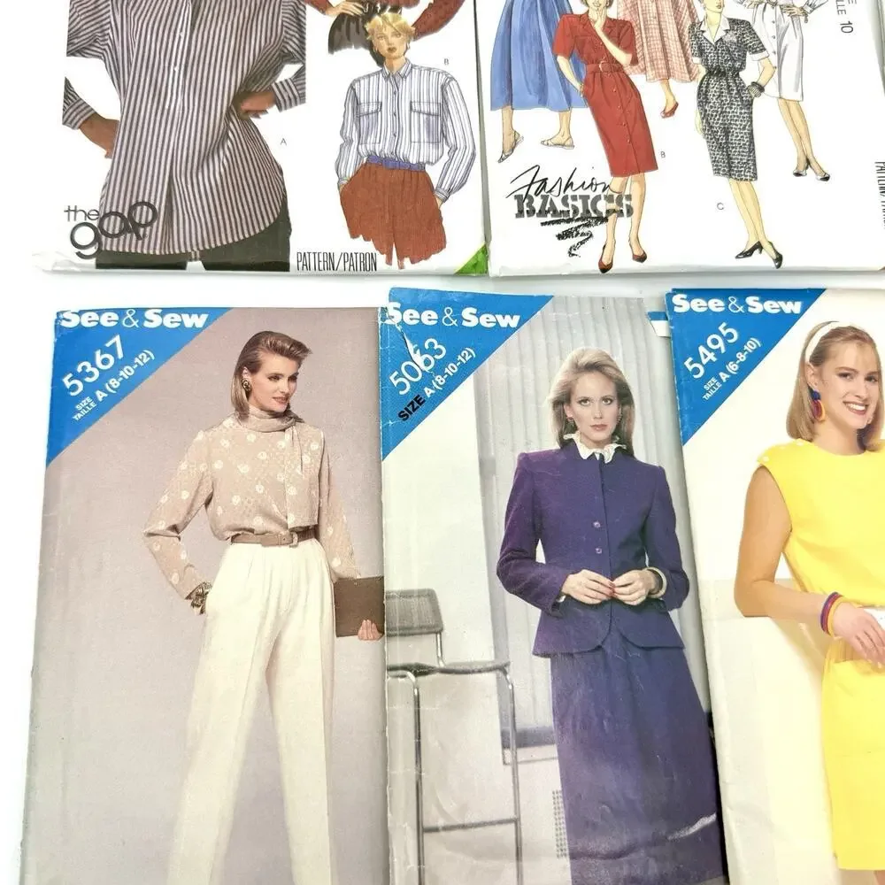 Vintage Lot of 7 Womens Clothing Sewing Patterns Size 8-12 Cut & Uncut 1980s